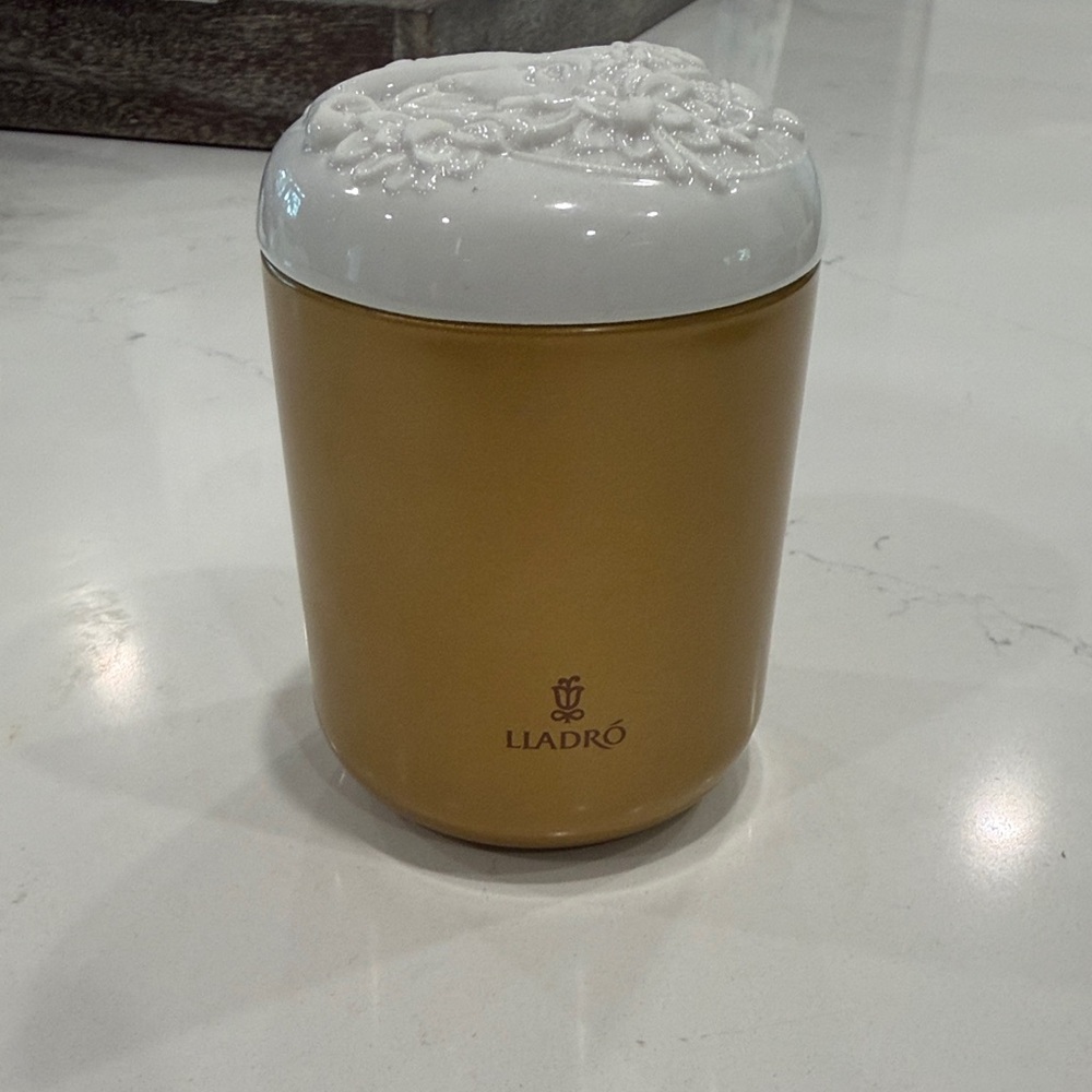 Lladro Gold and White Candle Holder